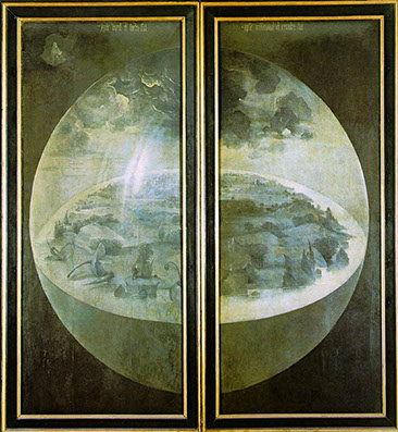 Painting by Hieronymous Bosch, a Dutch painter (ca. 1450 - 1516), depicting the globe of Earth as a garden of eden.